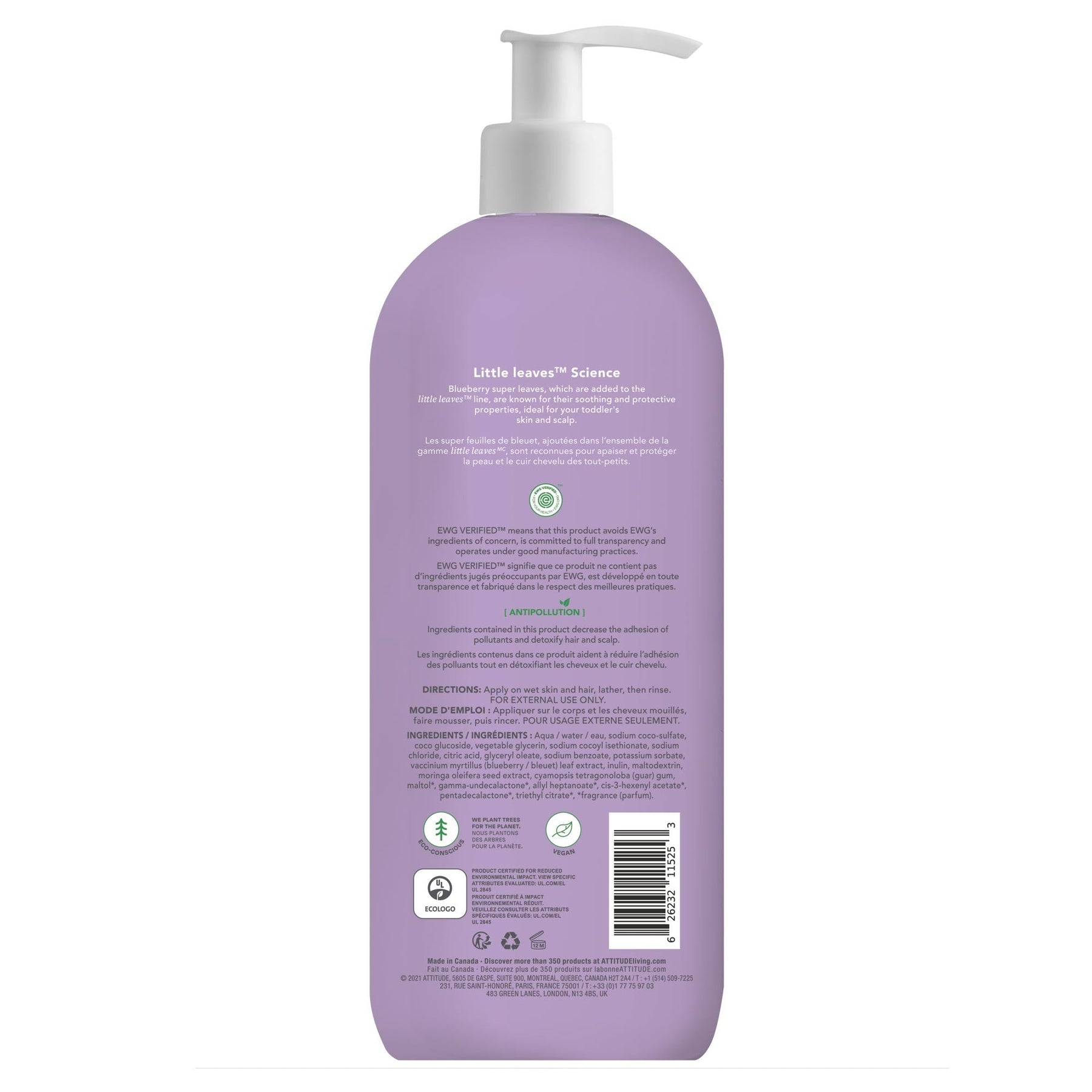 Shampoo and Body Wash 2-in-1 for kids : LITTLE LEAVES™ - by ATTITUDE |ProCare Outlet|
