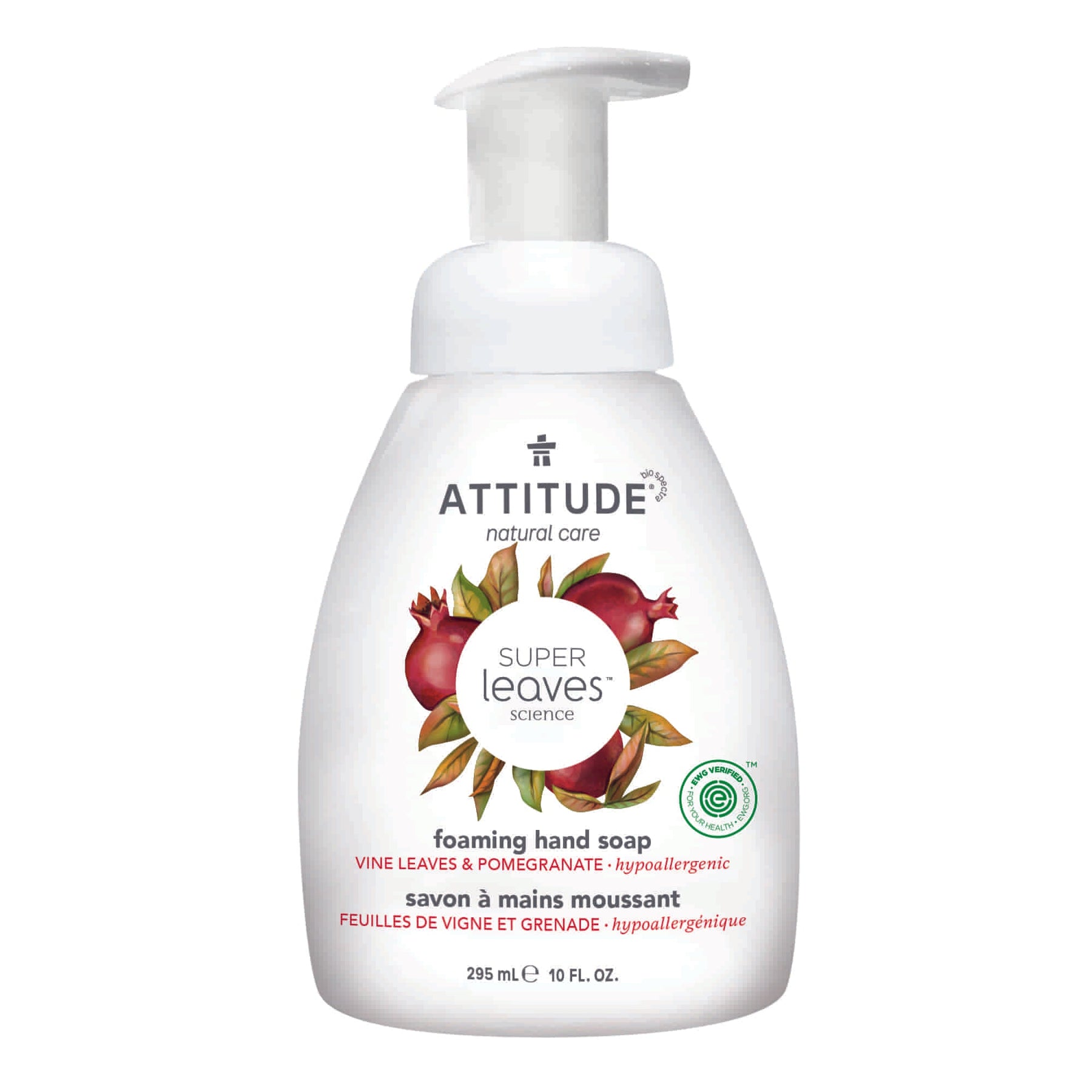 Foaming Hand Soap : SUPER LEAVES™ - Vine Leaves and pomegranate / 295 mL - by Attitude |ProCare Outlet|