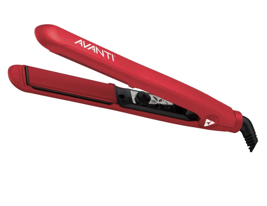 Titanium, tourmaline and ceramic 1" flat  iron. Red