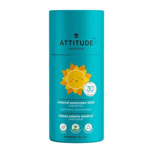 Plastic Free Mineral Sunscreen Stick Kids : SPF 30 - by ATTITUDE |ProCare Outlet|