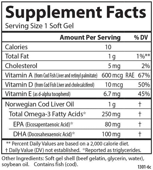 Carlson Labs Cod Liver Oil Gems™ Super 1000 mg - by Carlson Labs |ProCare Outlet|