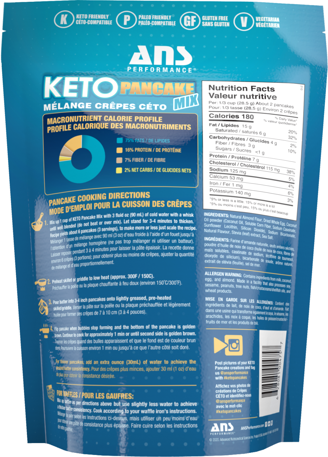 KETO PANCAKE MIX 283g - ProCare Outlet by ANSperformance