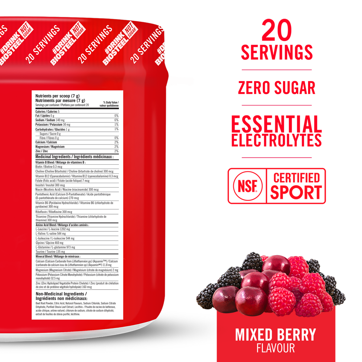 HYDRATION MIX / Mixed Berry - 20 Servings - by BioSteel Sports Nutrition |ProCare Outlet|