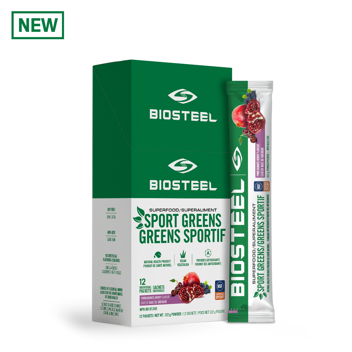 SPORT GREENS / Pomegranate Berry - 12 Servings - by BioSteel Sports Nutrition |ProCare Outlet|
