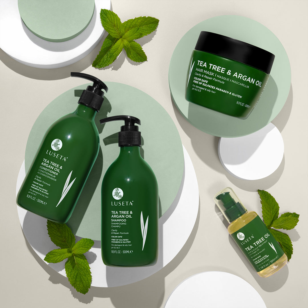 Tea Tree & Argan Oil Bundle - 4pcs Hair Care Bundle 16.9oz - by Luseta Beauty |ProCare Outlet|