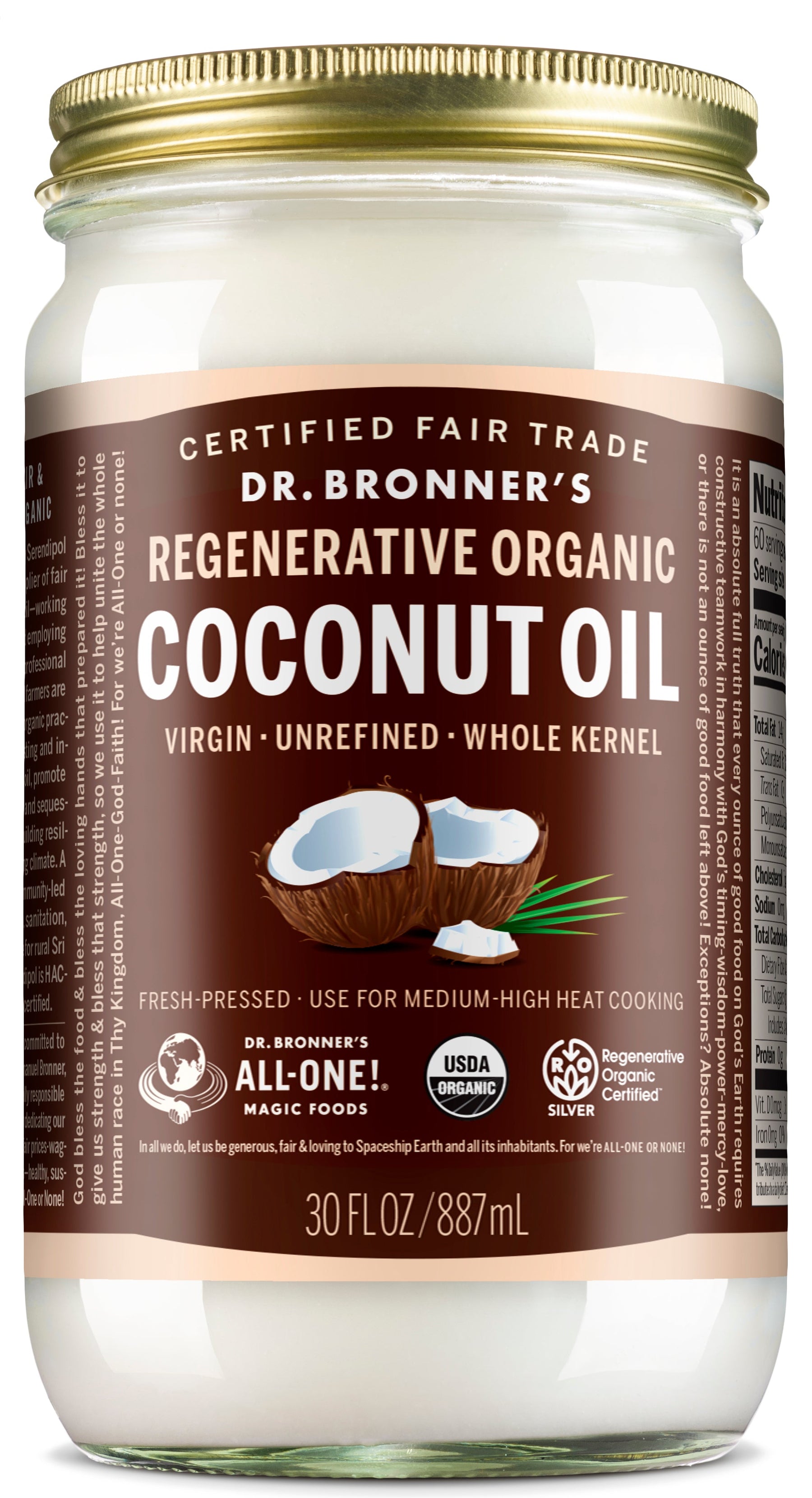 Whole Kernel - Regenerative Organic Coconut Oil - 30 oz - by Dr Bronner's |ProCare Outlet|