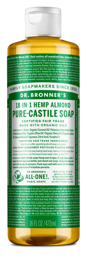 Almond - Pure-Castile Liquid Soap - 16 oz - by Dr Bronner's |ProCare Outlet|