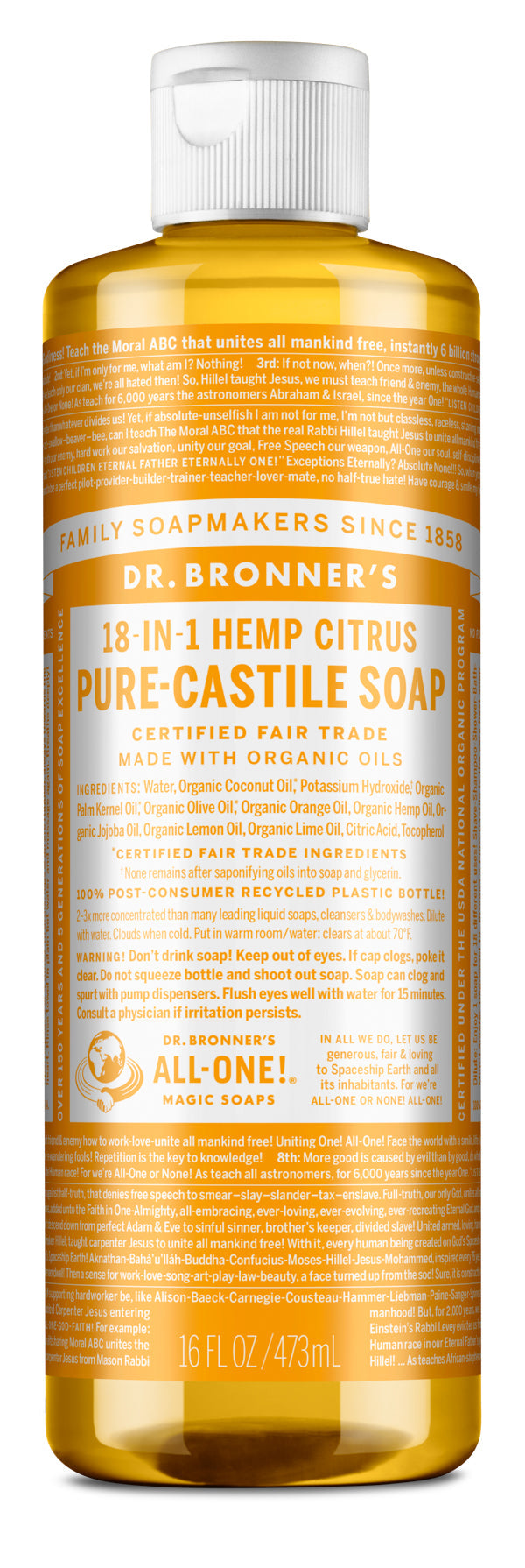 Citrus - Pure-Castile Liquid Soap - 16 oz - ProCare Outlet by Dr Bronner's