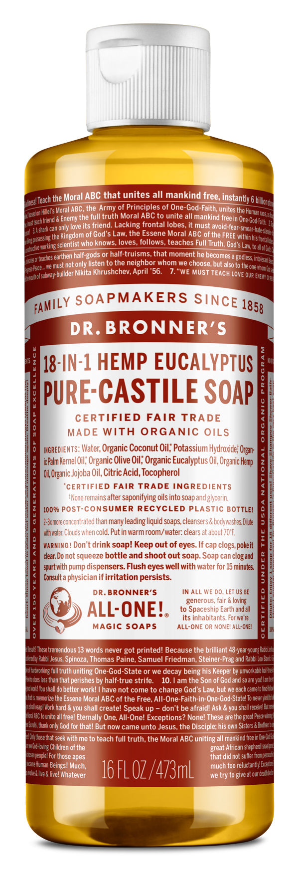 Eucalyptus - Pure-Castile Liquid Soap - 16 oz - ProCare Outlet by Dr Bronner's