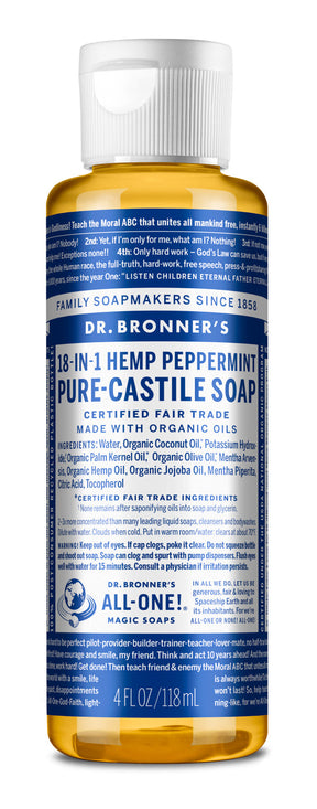 Peppermint - Pure-Castile Liquid Soap - 4 oz - by Dr Bronner's |ProCare Outlet|