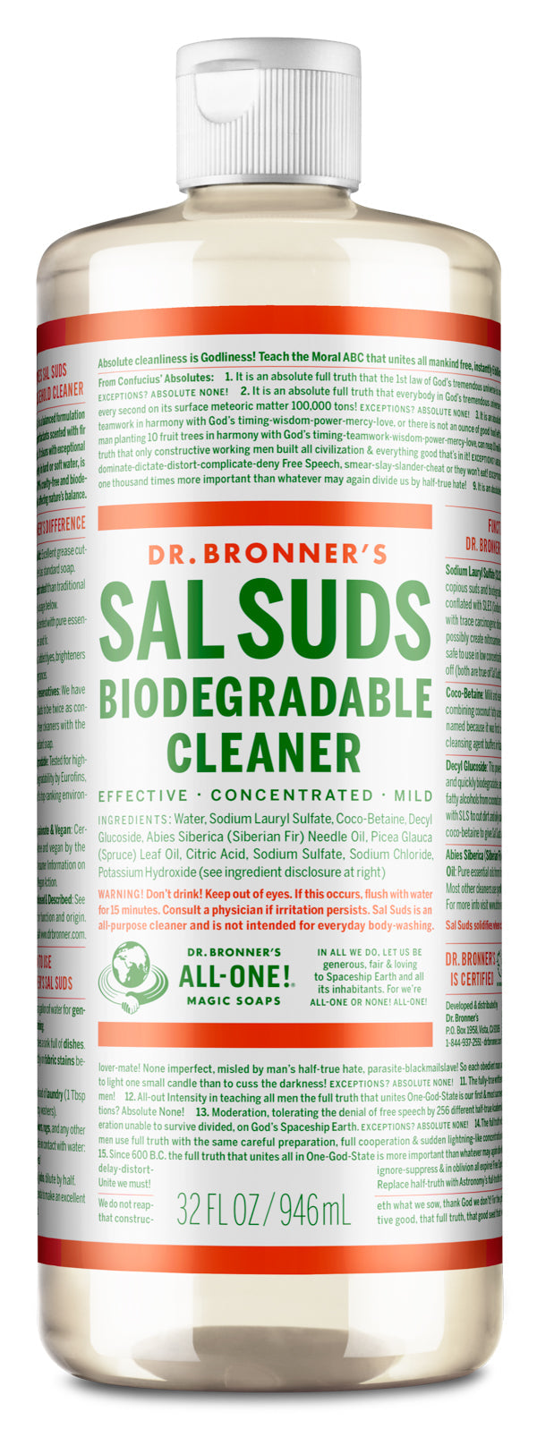 Sal Suds Biodegradable Cleaner - 32 oz - ProCare Outlet by Dr Bronner's