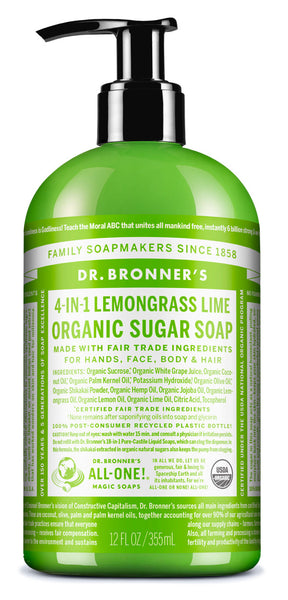 Lemongrass - Organic Sugar Soaps - 12 oz - by Dr Bronner's |ProCare Outlet|