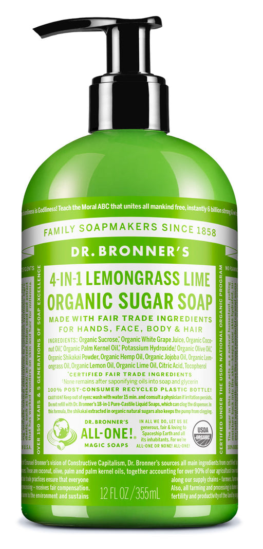 Lemongrass - Organic Sugar Soaps - 12 oz - by Dr Bronner's |ProCare Outlet|