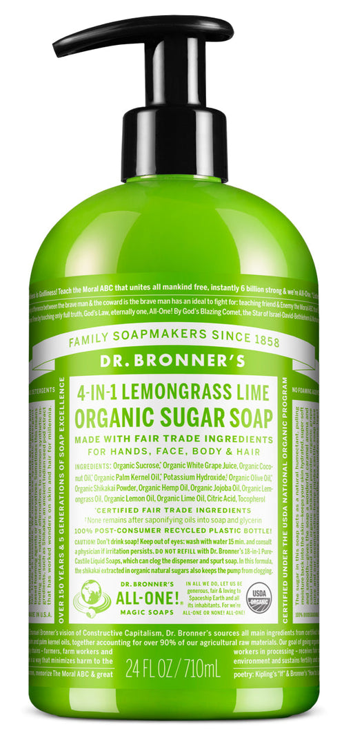 Lemongrass - Organic Sugar Soaps - 24 oz - by Dr Bronner's |ProCare Outlet|