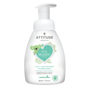 Attitude - 2-in-1 Hair and Body Foaming Wash : BABY LEAVES™ - Sweet Apple - ProCare Outlet by Attitude
