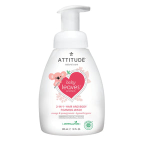 Attitude - 2-in-1 Hair and Body Foaming Wash : BABY LEAVES™ - Orange and Pomegranate - ProCare Outlet by Attitude