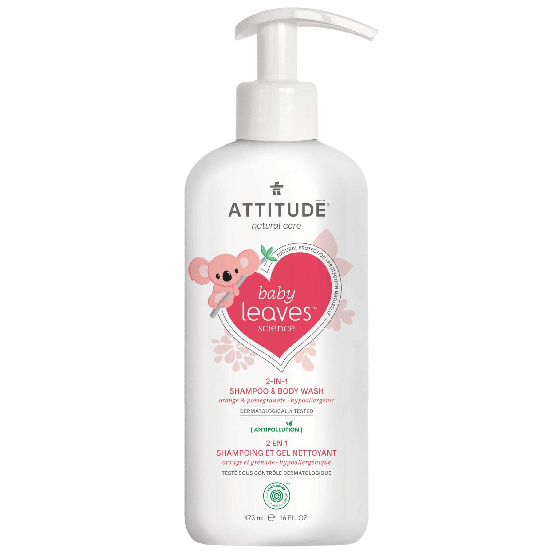 Attitude - 2-in-1 Shampoo & Body Wash : BABY LEAVES™ - Orange and Pomegranate - by Attitude |ProCare Outlet|