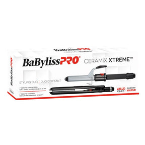 BABYLISS PRO. DUO CURLING IRON + CERAMIC FLAT IRON - 1 IN