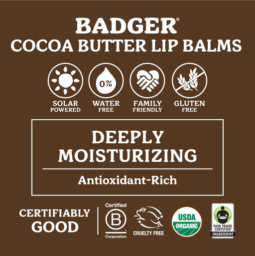 Badger - Cocoa Butter Lip Balm - Creamy Cocoa | 0.25 oz | - by Badger |ProCare Outlet|